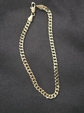 8in. 14k Gold plated on brass-3.9mm diamond cut Cuban Bracelet